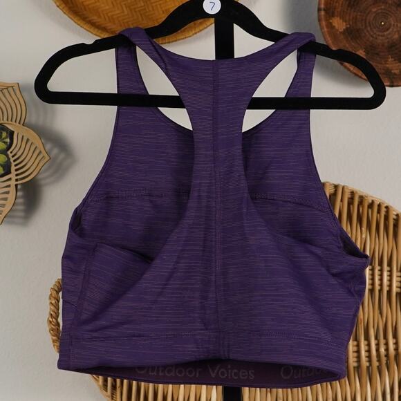Outdoor Voices TechSweat Crop High‎ Sweat Sports Bra Purple Womens Size Small - Picture 5 of 6